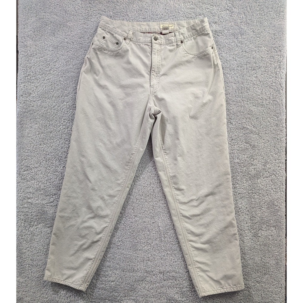 Eddie Bauer Flannel Lined Pants Women's 16 Cream High Rise Tapered Hiking Winter